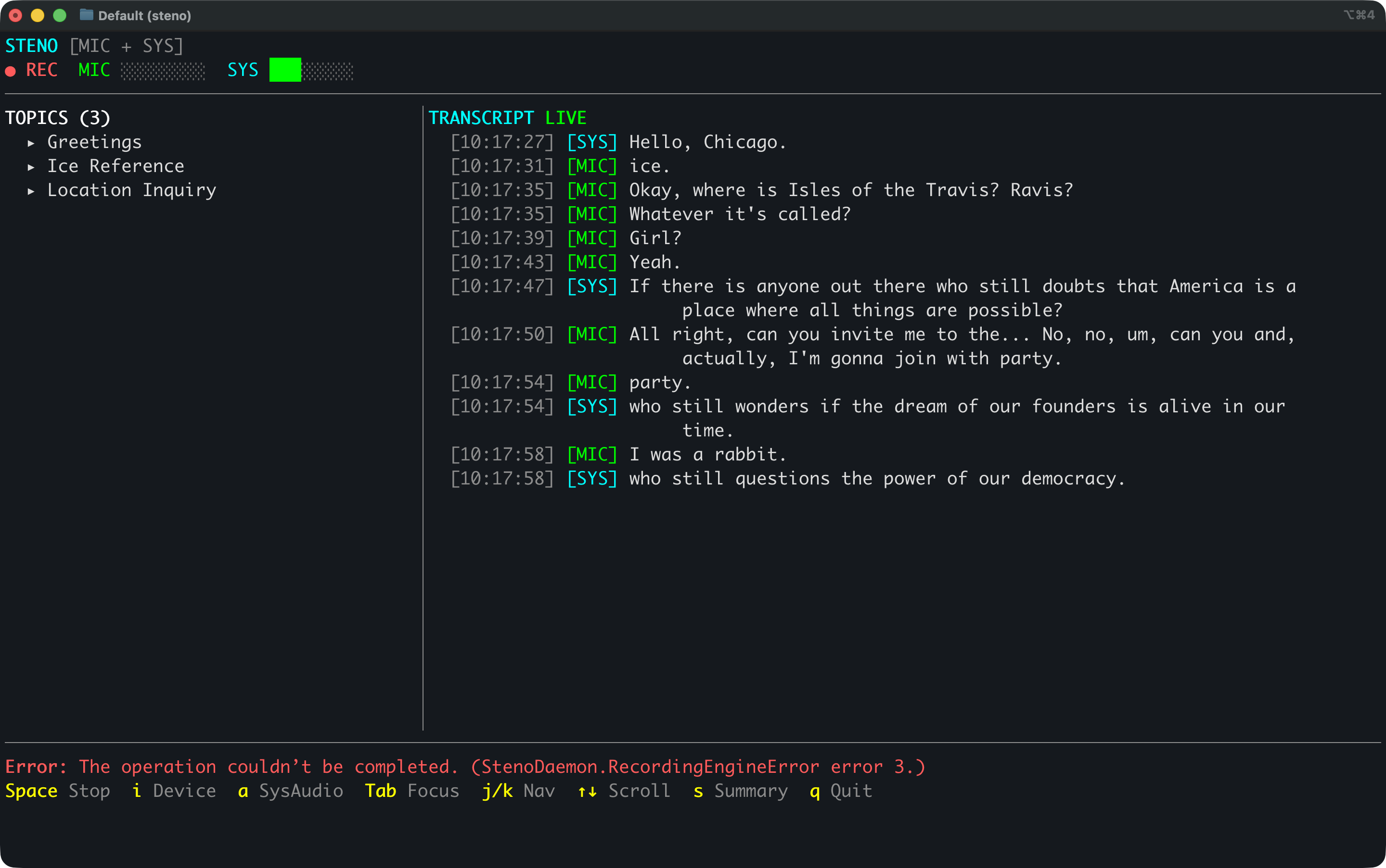 Steno: Always Listening, Always Queryable