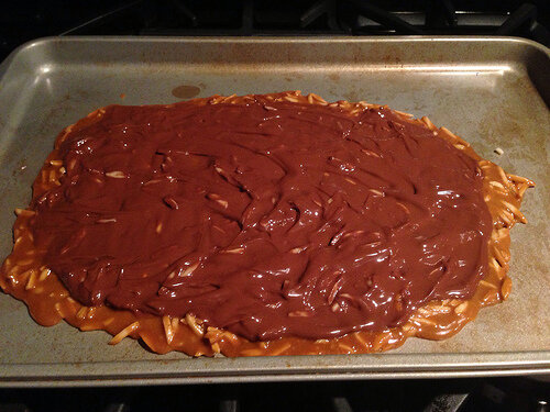 Almond roca with chocolate coating